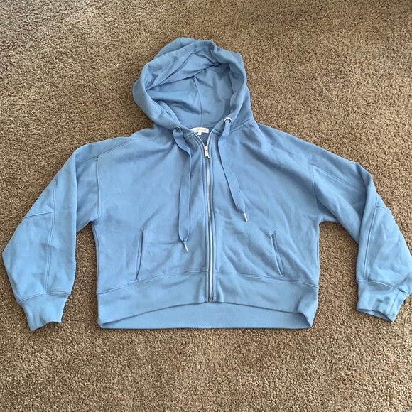 Ultra Flirt Tops - Ultra Flirt dust blue cropped hoodie